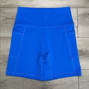 Aerie High Rise 7” Blue Side‎ Pocket Training Bike Shorts Size Large